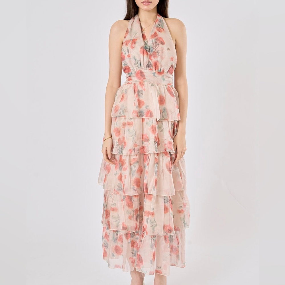 Floral Maxi Halter Top Dress Size Small